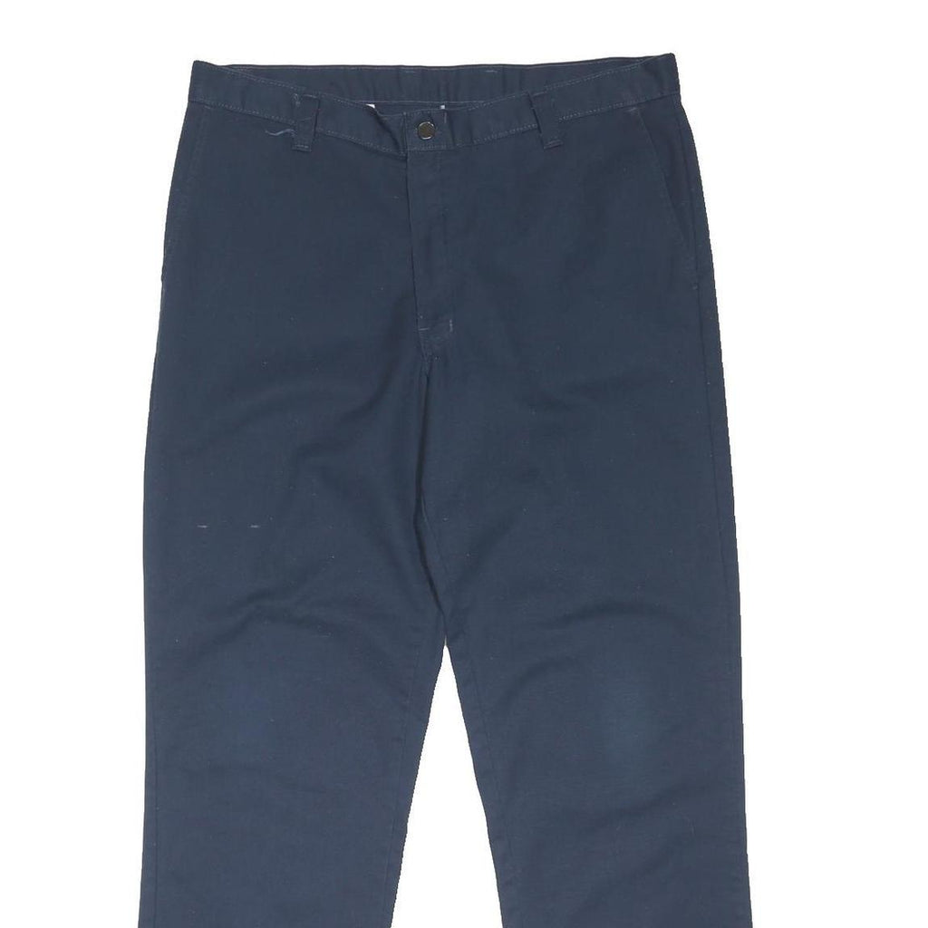 DICKIES Mens Cotton Blend Navy Regular Fit Straight Trousers W37 L32 Workwear