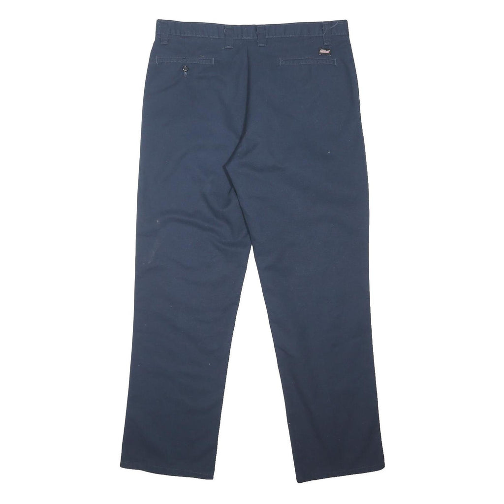 DICKIES Mens Cotton Blend Navy Regular Fit Straight Trousers W37 L32 Workwear