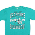 HANES Mens Turquoise Grey Cup Champions Saskatchewan Roughriders Graphic T-Shirt