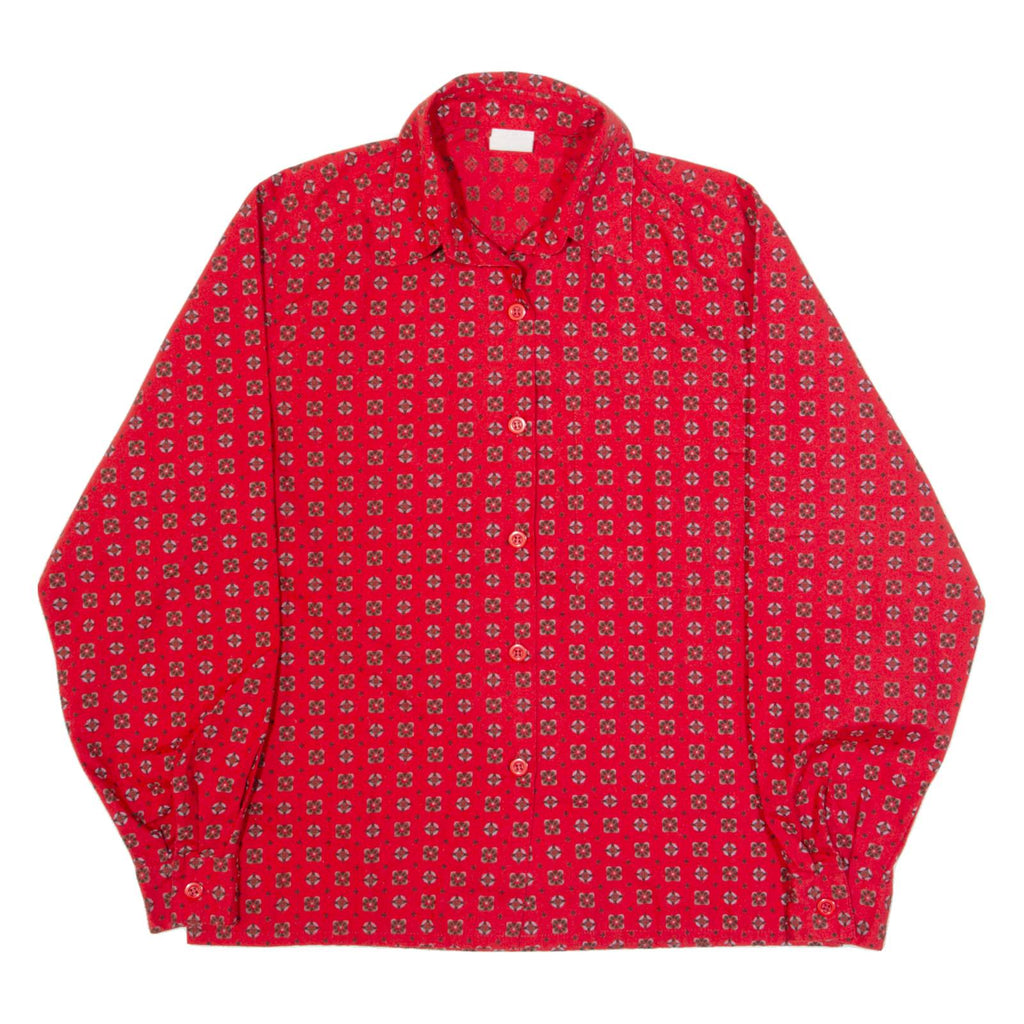 Mens Shirt Red 90s Spotted Long Sleeve M