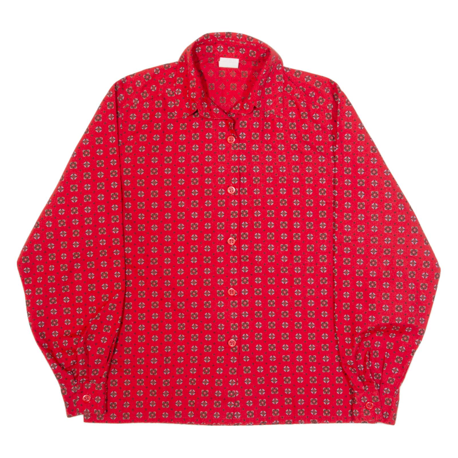 Mens Shirt Red 90s Spotted Long Sleeve M