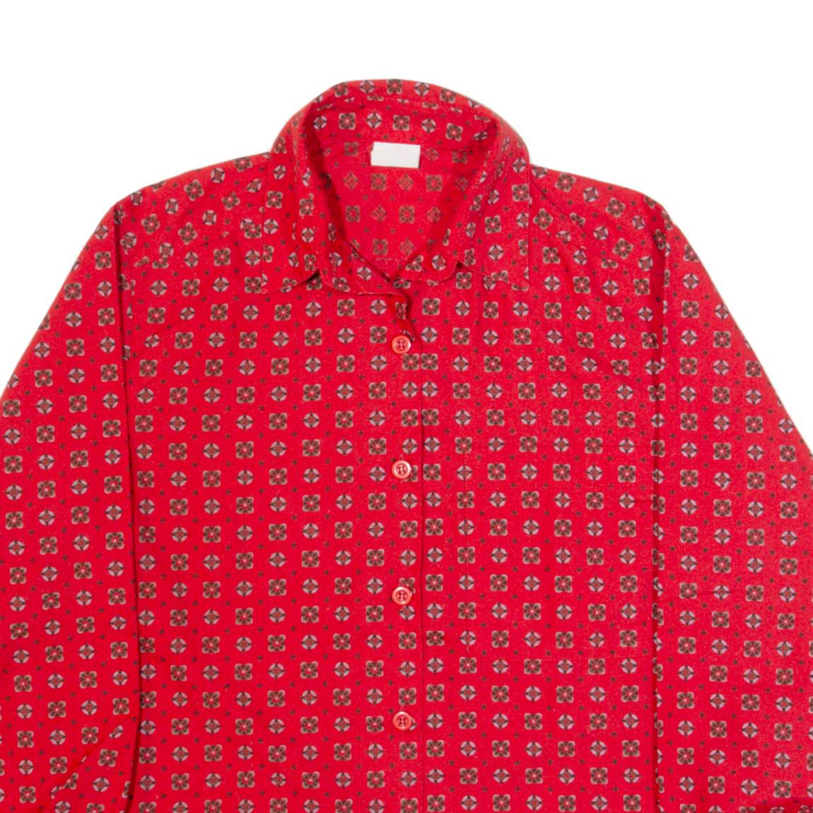 Mens Shirt Red 90s Spotted Long Sleeve M