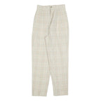 Womens Relaxed Fit Beige Plaid Trousers Polyester Blend Zip W24 L27 Casual Smart