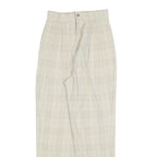 Womens Relaxed Fit Beige Plaid Trousers Polyester Blend Zip W24 L27 Casual Smart