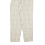 Womens Relaxed Fit Beige Plaid Trousers Polyester Blend Zip W24 L27 Casual Smart
