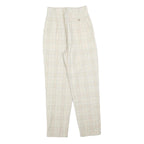 Womens Relaxed Fit Beige Plaid Trousers Polyester Blend Zip W24 L27 Casual Smart