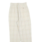 Womens Relaxed Fit Beige Plaid Trousers Polyester Blend Zip W24 L27 Casual Smart