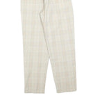 Womens Relaxed Fit Beige Plaid Trousers Polyester Blend Zip W24 L27 Casual Smart