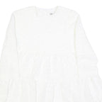 ZARA Womens White Fit & Flare Woven Dress Polyester Blend Long Sleeve M