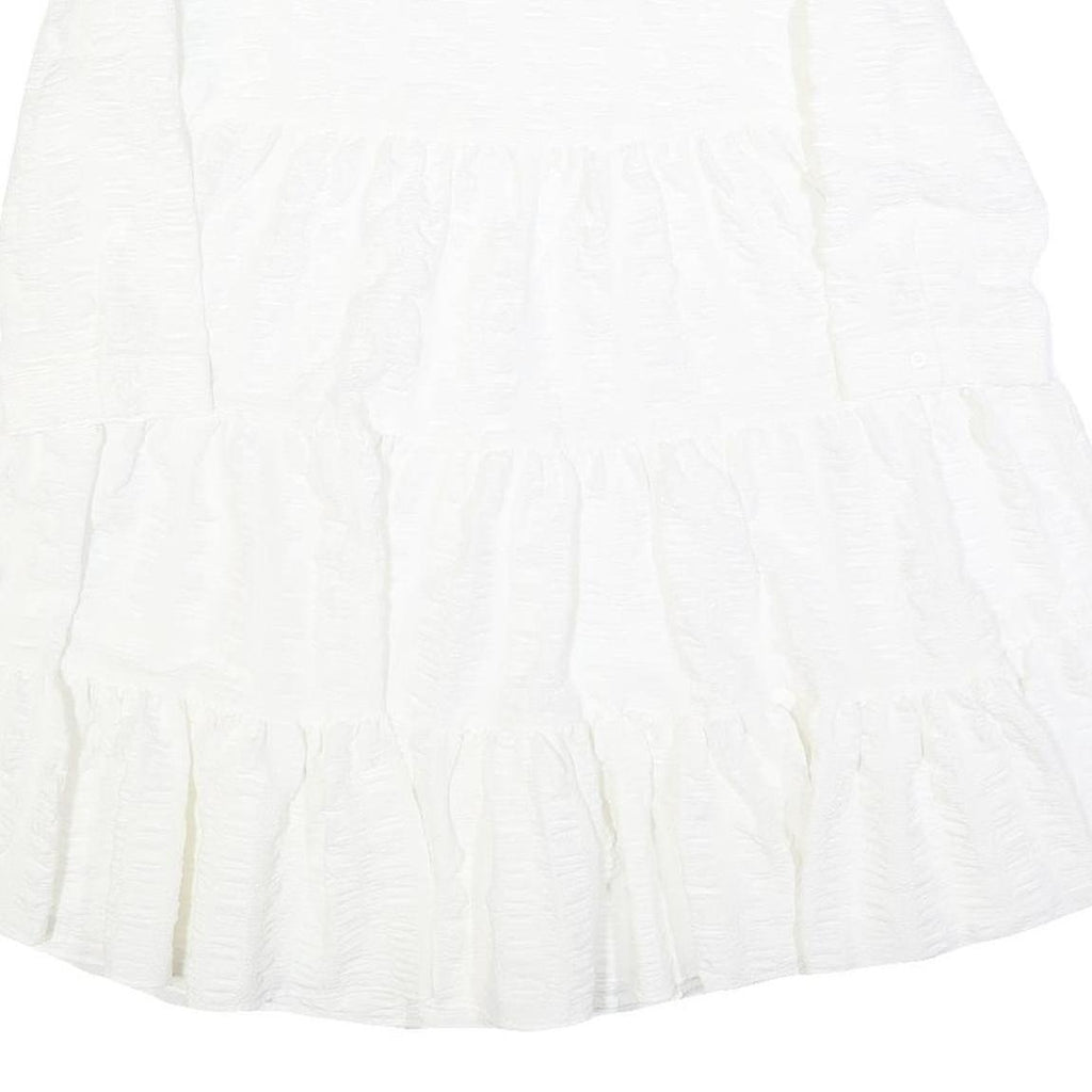 ZARA Womens White Fit & Flare Woven Dress Polyester Blend Long Sleeve M