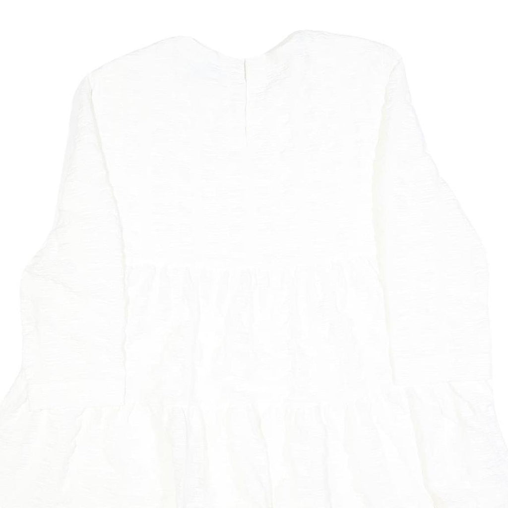 ZARA Womens White Fit & Flare Woven Dress Polyester Blend Long Sleeve M