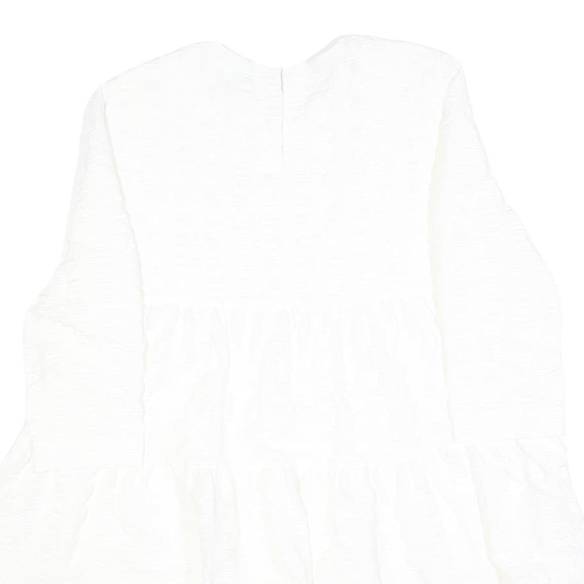 ZARA Womens White Fit & Flare Woven Dress Polyester Blend Long Sleeve M