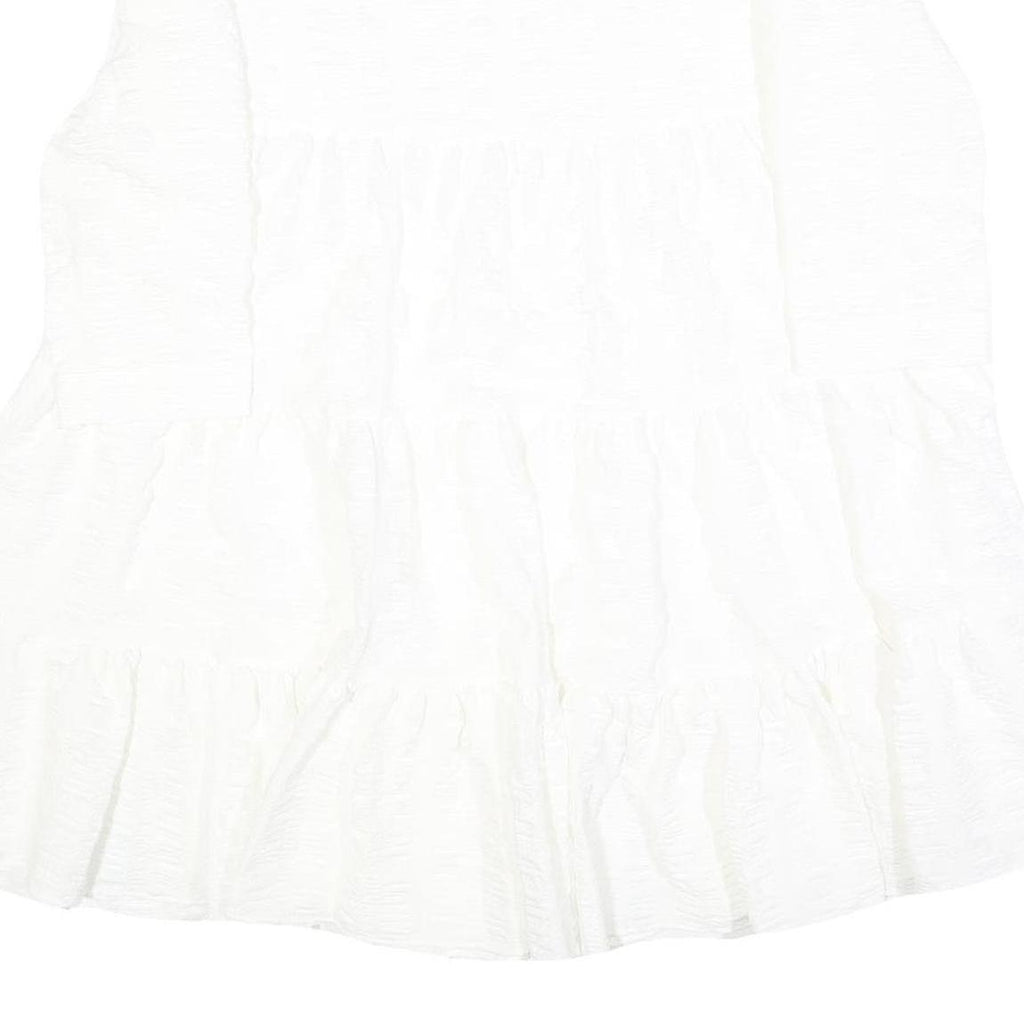 ZARA Womens White Fit & Flare Woven Dress Polyester Blend Long Sleeve M