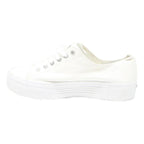 CALVIN KLEIN Womens White Canvas Platform Trainers UK 6 Casual Retro Style
