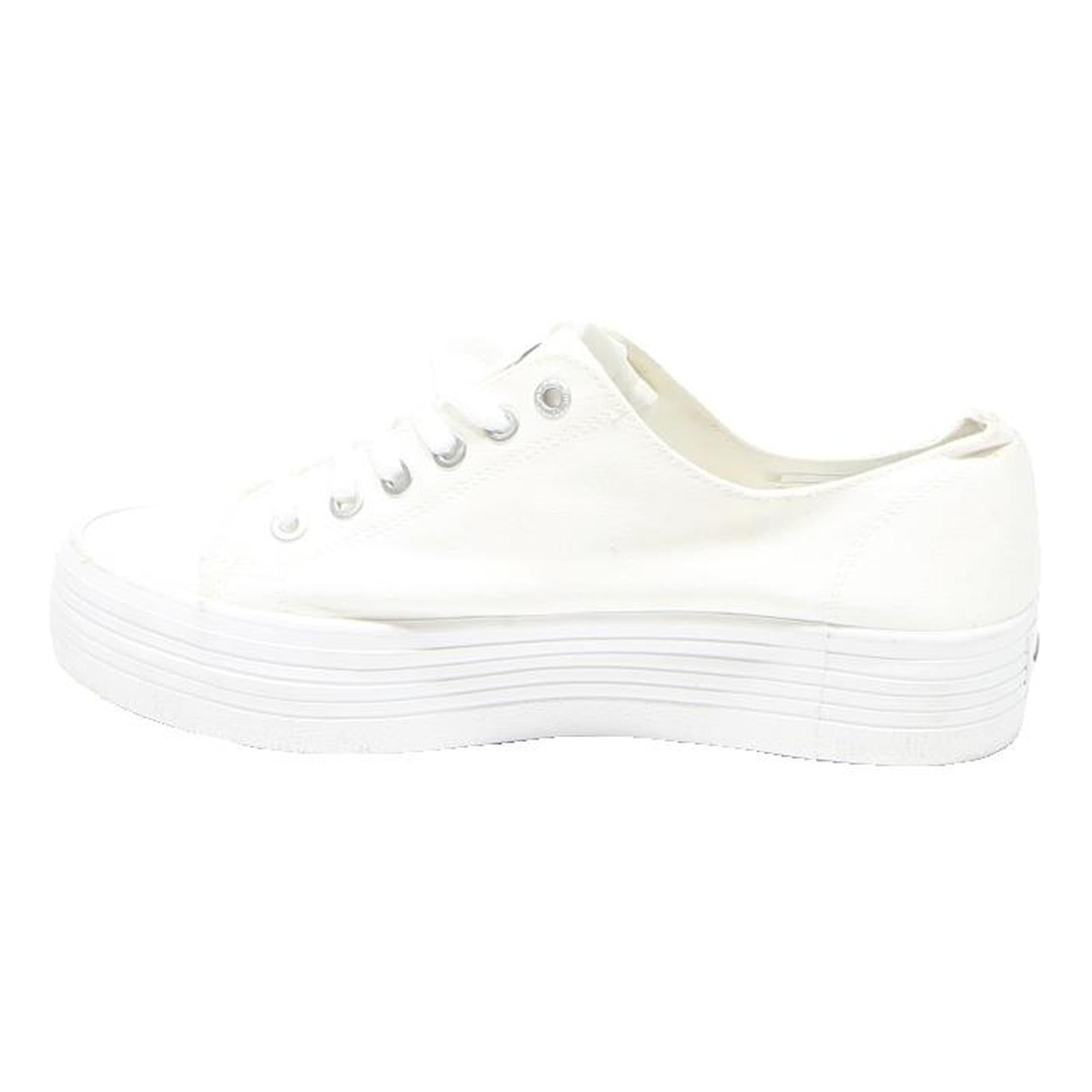 CALVIN KLEIN Womens White Canvas Platform Trainers UK 6 Casual Retro Style