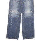 Mens Blue Regular Fit Cotton Blend Denim Jeans W34 L34 Button Closure Casual