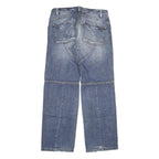 Mens Blue Regular Fit Cotton Blend Denim Jeans W34 L34 Button Closure Casual