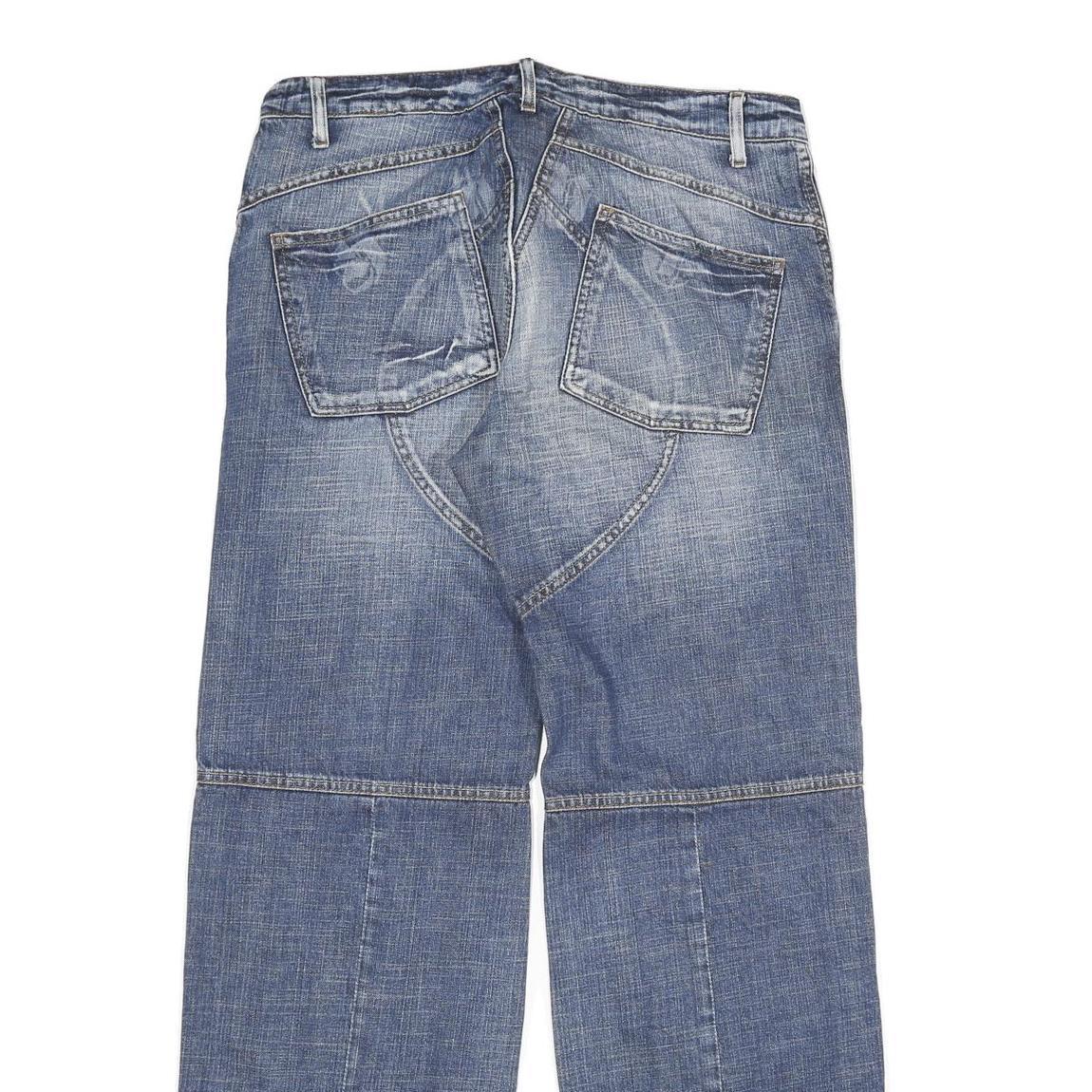 Mens Blue Regular Fit Cotton Blend Denim Jeans W34 L34 Button Closure Casual