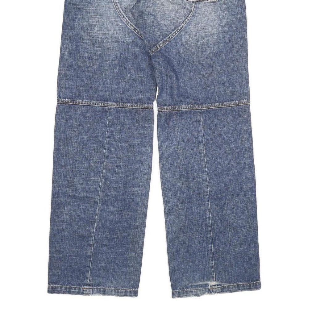 Mens Blue Regular Fit Cotton Blend Denim Jeans W34 L34 Button Closure Casual