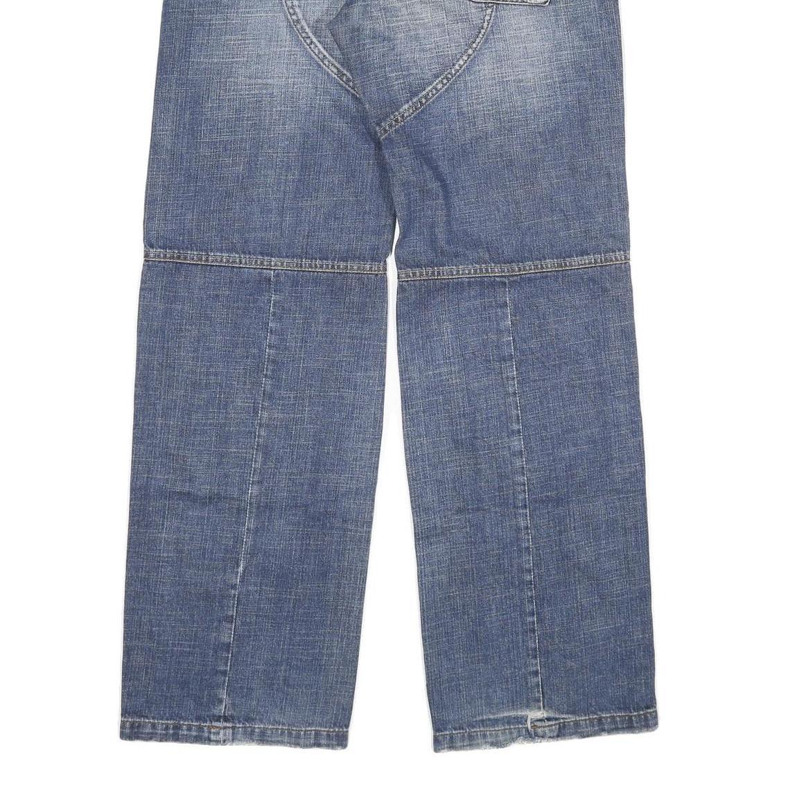 Mens Blue Regular Fit Cotton Blend Denim Jeans W34 L34 Button Closure Casual