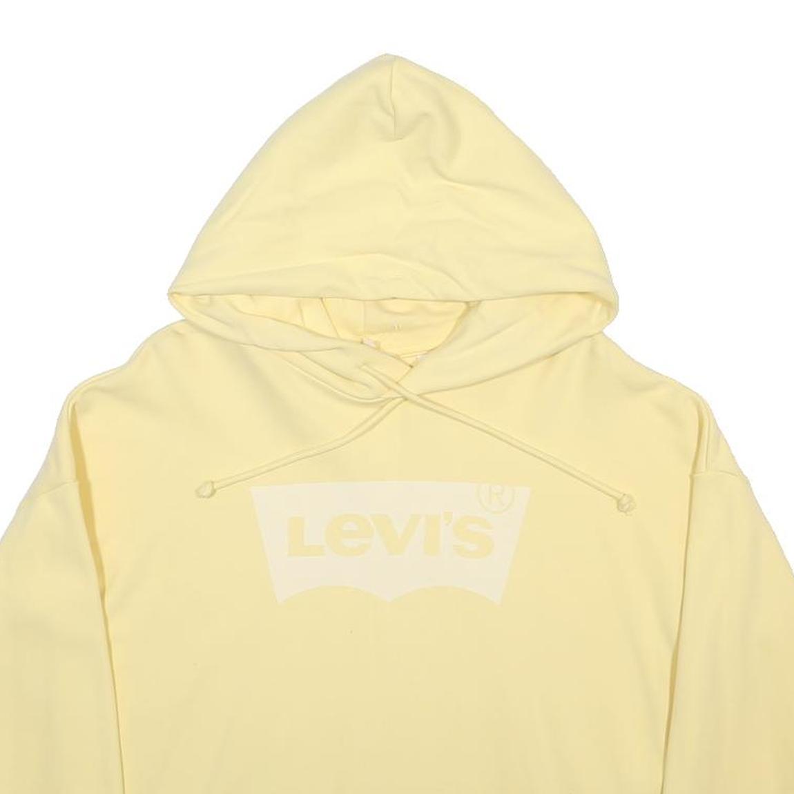 LEVI'S Womens Yellow Hoodie XS Cotton Blend Casual Pullover Sweatshirt