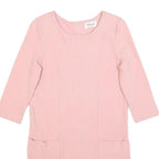 GANNI Womens Pink Fit & Flare Cotton Blend Dress Short Sleeve Knee Length S