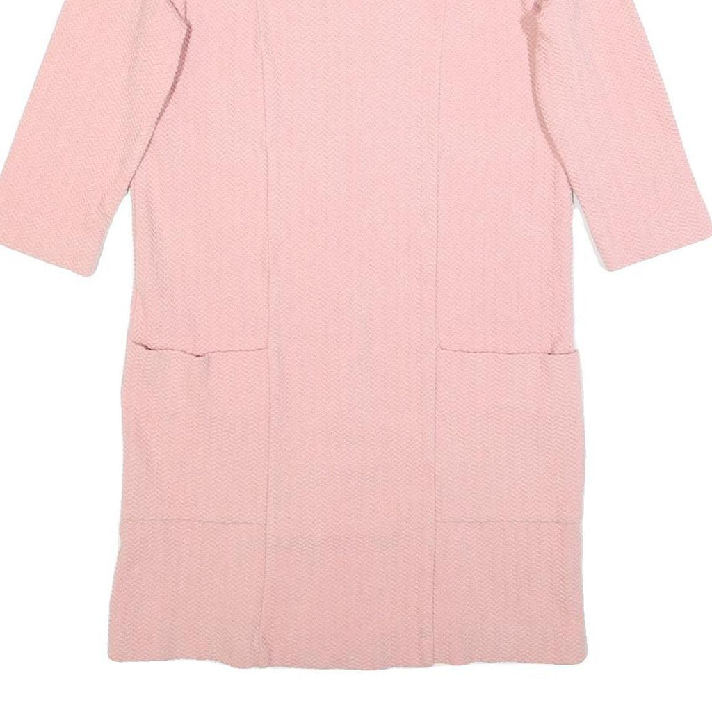 GANNI Womens Pink Fit & Flare Cotton Blend Dress Short Sleeve Knee Length S