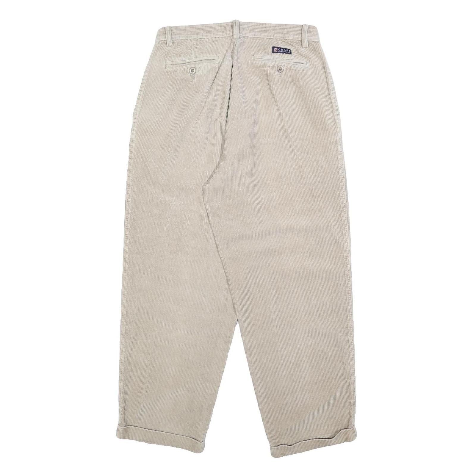 CHAPS RALPH LAUREN Mens Cotton Beige Relaxed Tapered Trousers W30 L30 Casual