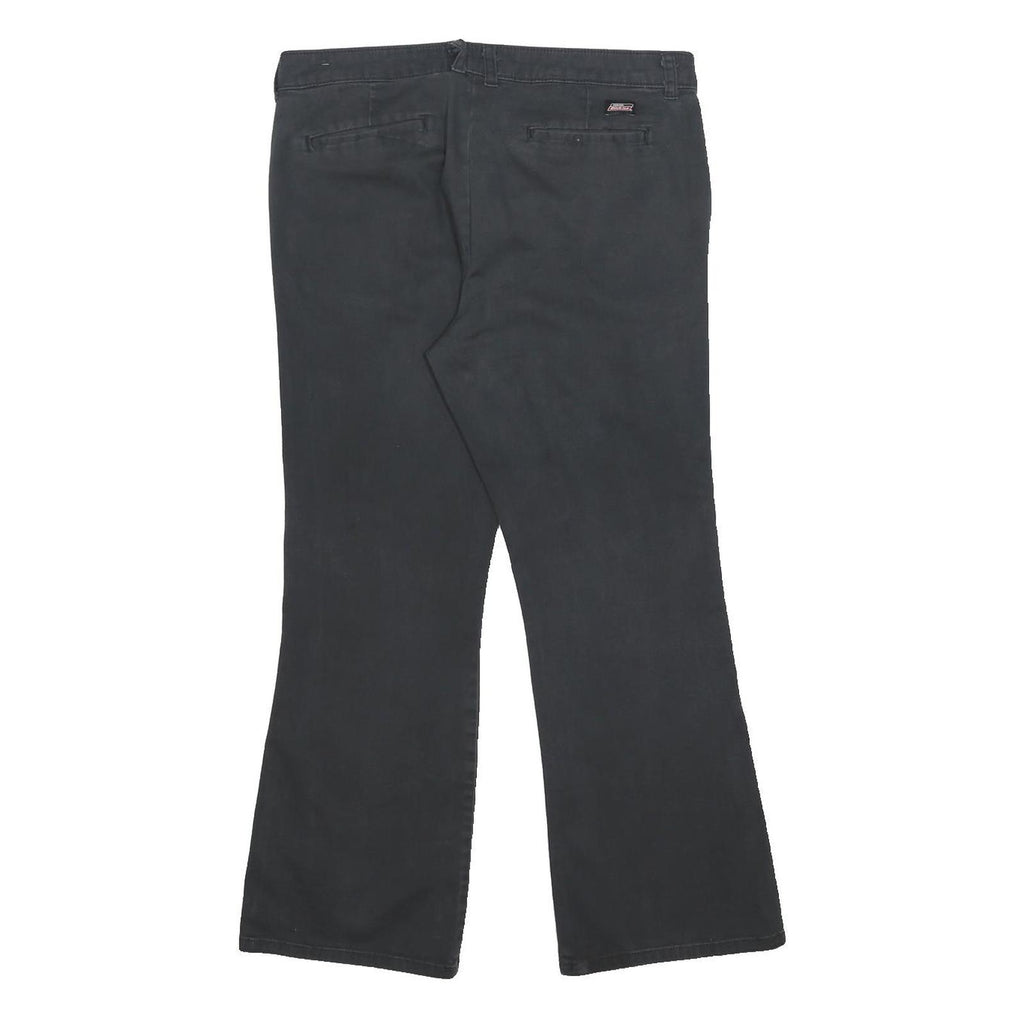 DICKIES Womens Black Slim Straight Trousers W32 L26 Cotton Blend Zip Casual