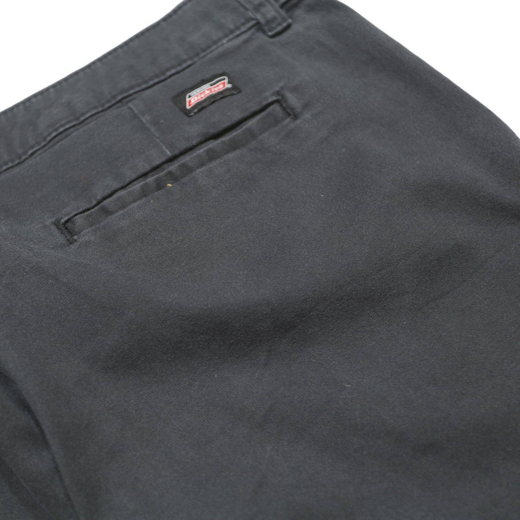 DICKIES Womens Black Slim Straight Trousers W32 L26 Cotton Blend Zip Casual