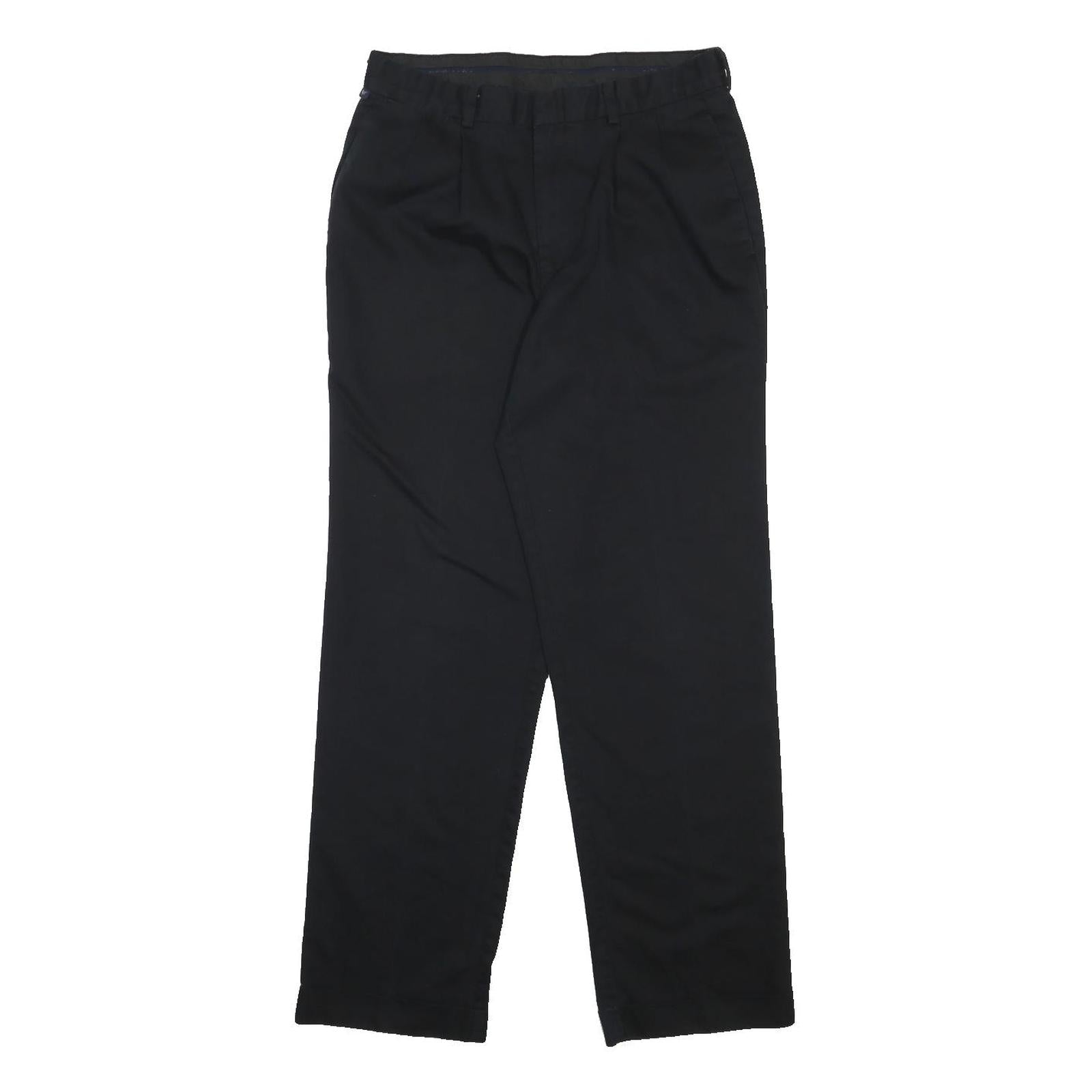 DOCKERS Mens Cotton Blend Black Regular Fit Straight Leg Trousers W32 L32 Casual