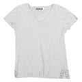 MINT VELVET Womens Grey Silver Embellished Short Sleeve V-Neck Top XS