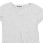 MINT VELVET Womens Grey Silver Embellished Short Sleeve V-Neck Top XS