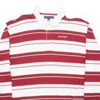 TOMMY HILFIGER Mens Polo Shirt Red Striped Long Sleeve 2XL