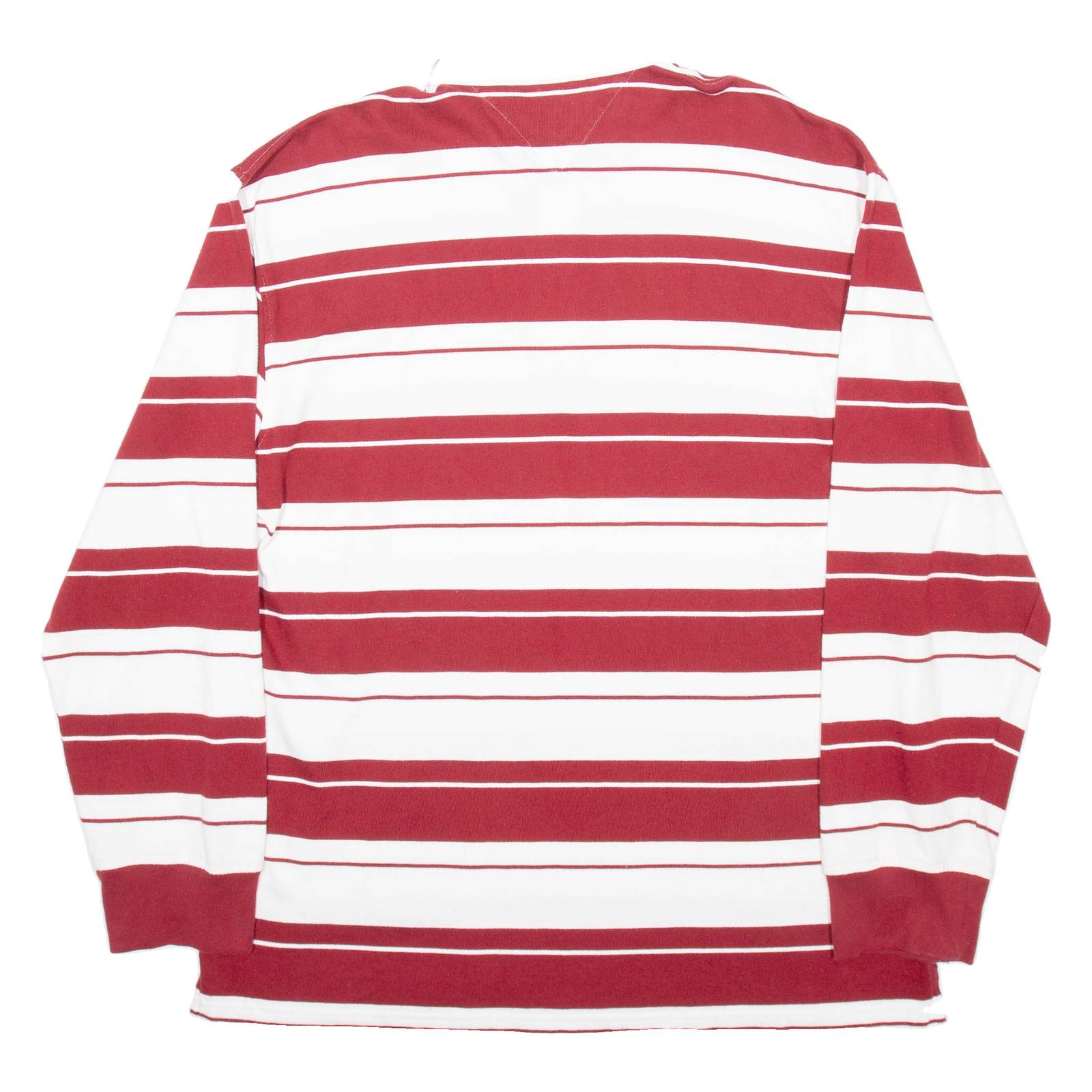 TOMMY HILFIGER Mens Polo Shirt Red Striped Long Sleeve 2XL