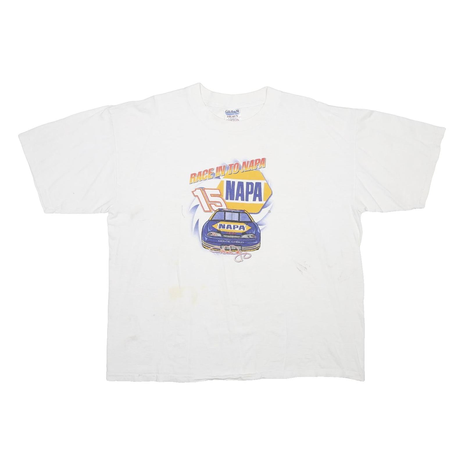 GILDAN Mens White NAPA Race In To Napa Graphic T-Shirt XL Short Sleeve Crew Neck
