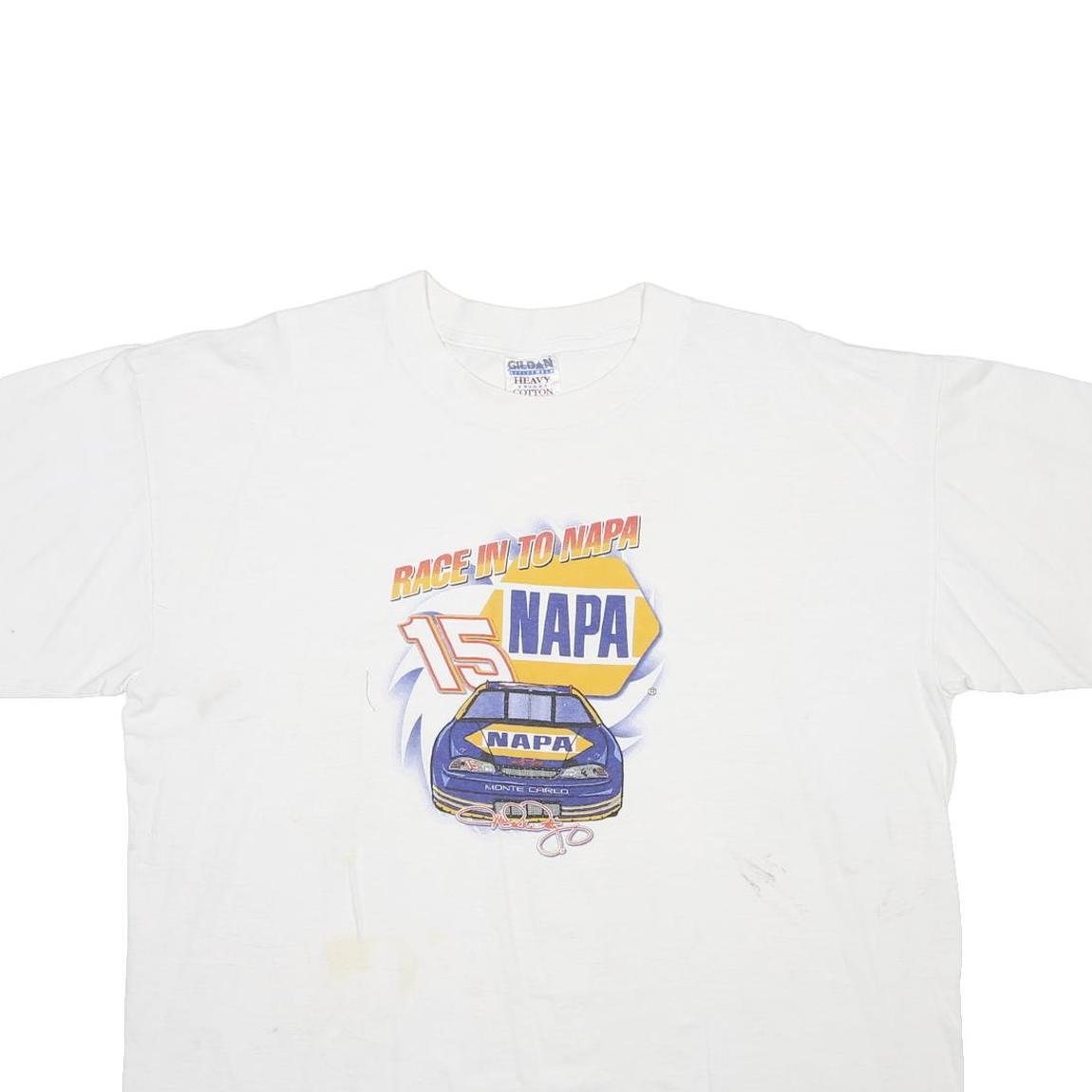 GILDAN Mens White NAPA Race In To Napa Graphic T-Shirt XL Short Sleeve Crew Neck