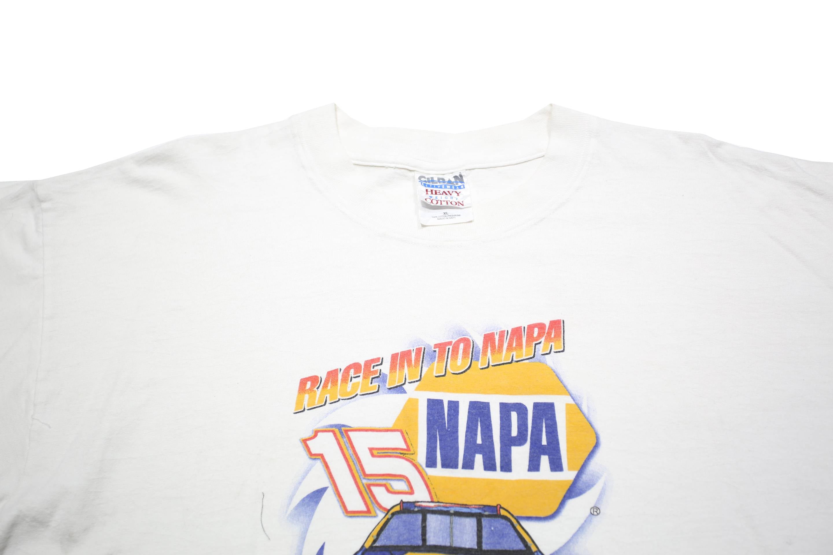 GILDAN Mens White NAPA Race In To Napa Graphic T-Shirt XL Short Sleeve Crew Neck