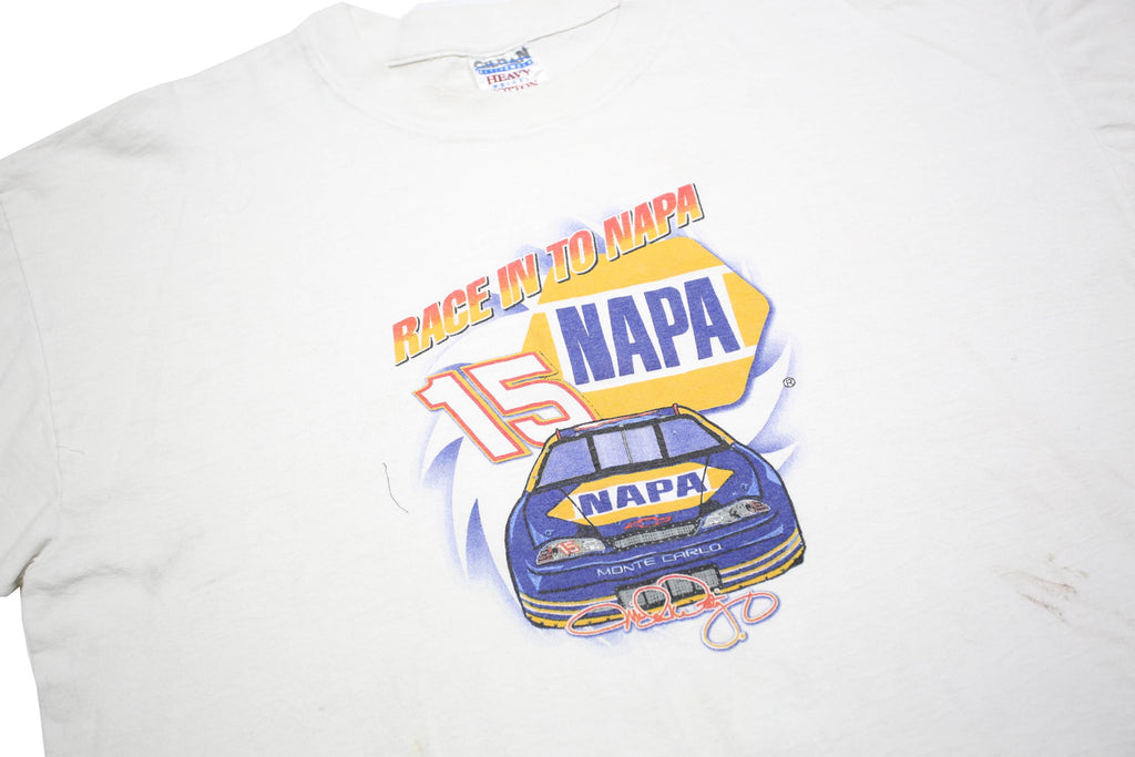 GILDAN Mens White NAPA Race In To Napa Graphic T-Shirt XL Short Sleeve Crew Neck