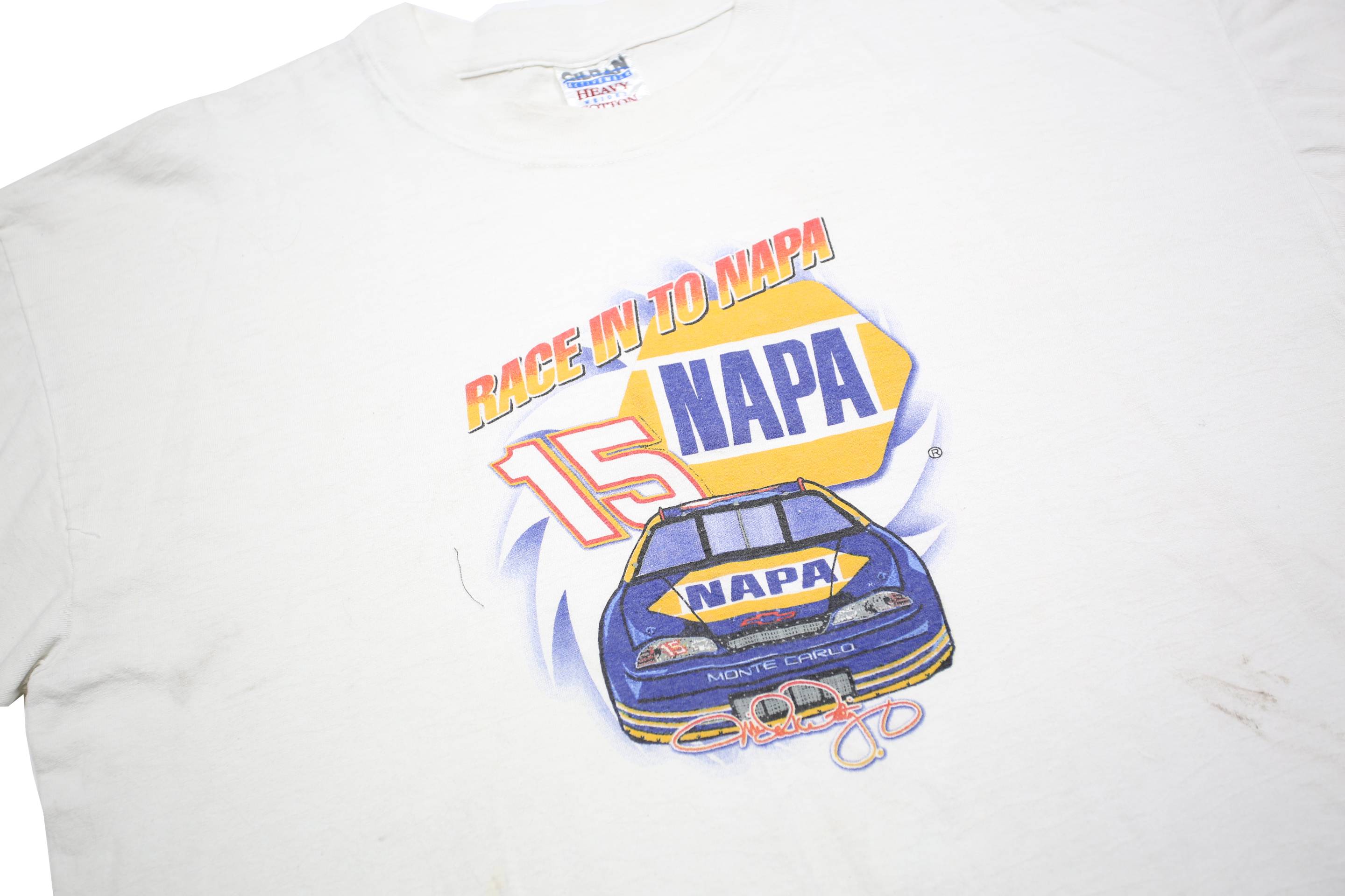 GILDAN Mens White NAPA Race In To Napa Graphic T-Shirt XL Short Sleeve Crew Neck