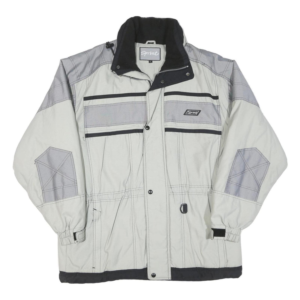 SPRINT Mens Grey & Light Grey Colourblock Outdoor Jacket L Polyester Blend Woven