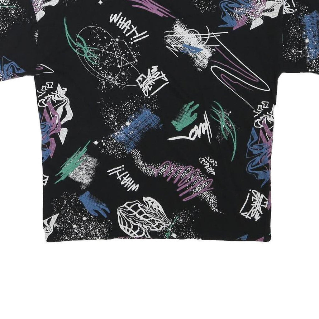 ZARA Womens Black Graphic T-Shirt L Short Sleeve Crew Neck Abstract Print
