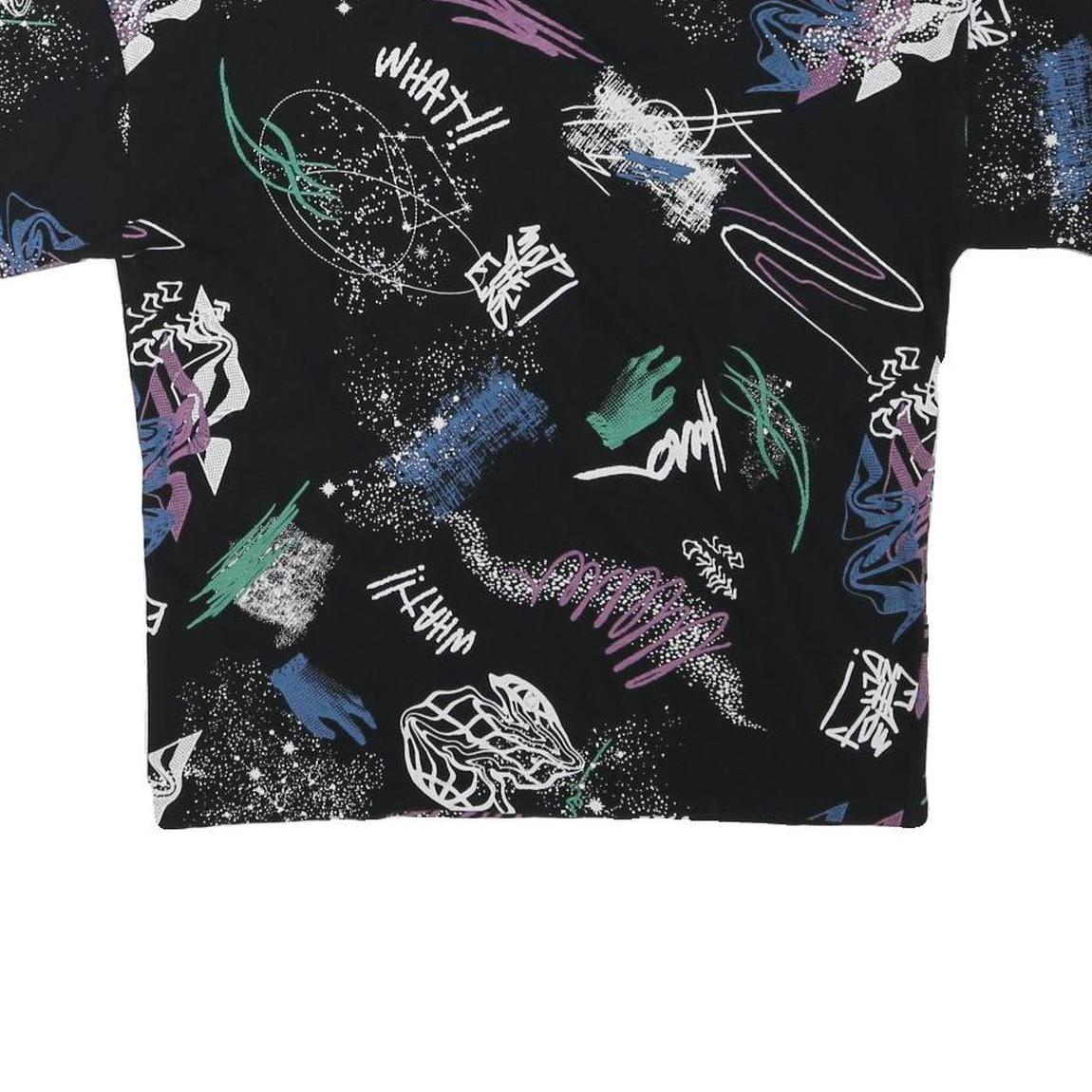 ZARA Womens Black Graphic T-Shirt L Short Sleeve Crew Neck Abstract Print