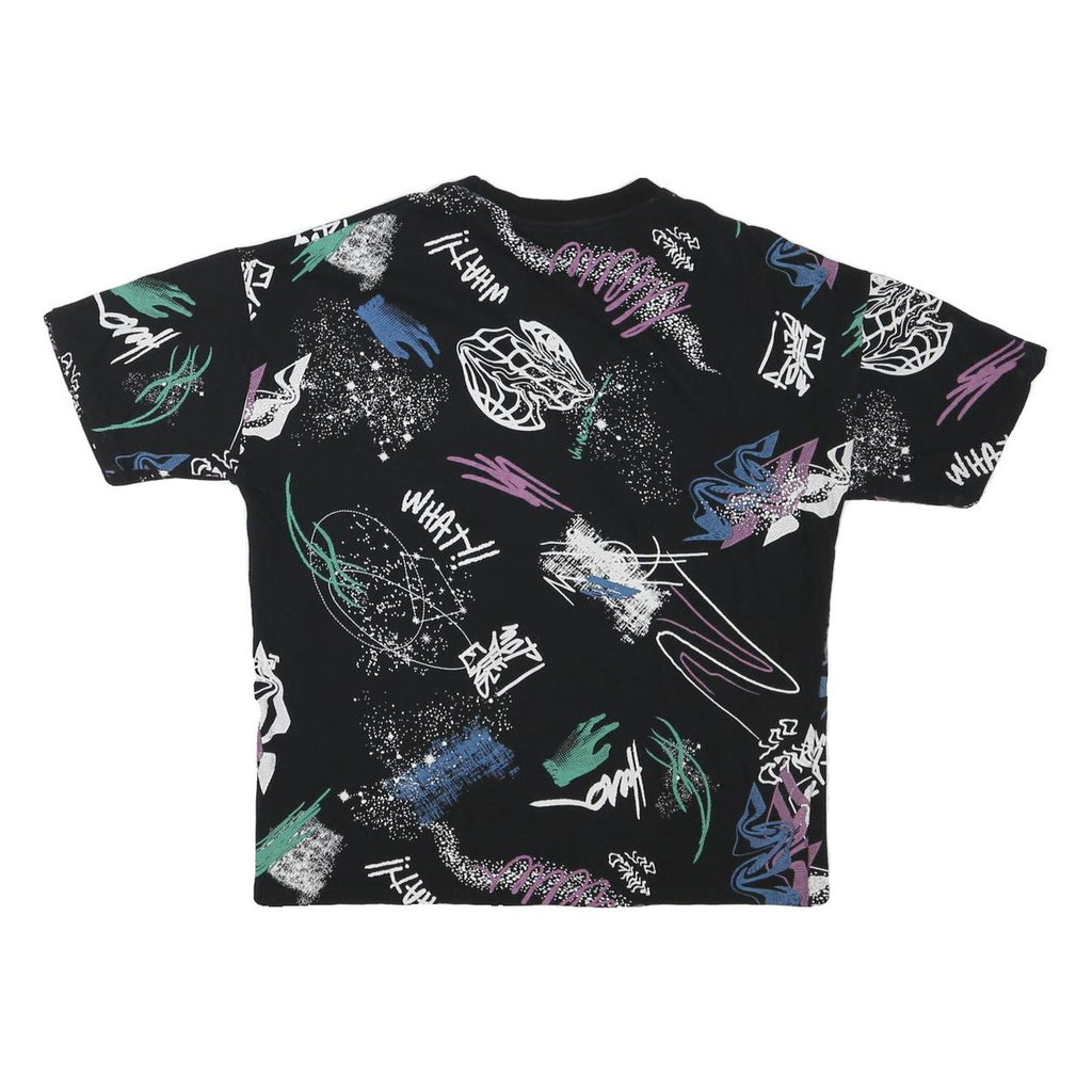 ZARA Womens Black Graphic T-Shirt L Short Sleeve Crew Neck Abstract Print