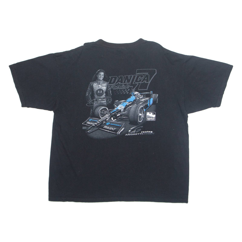 ANVIL Danica Patrick 7 Indy Car Racing Mens T-Shirt Black USA 2XL