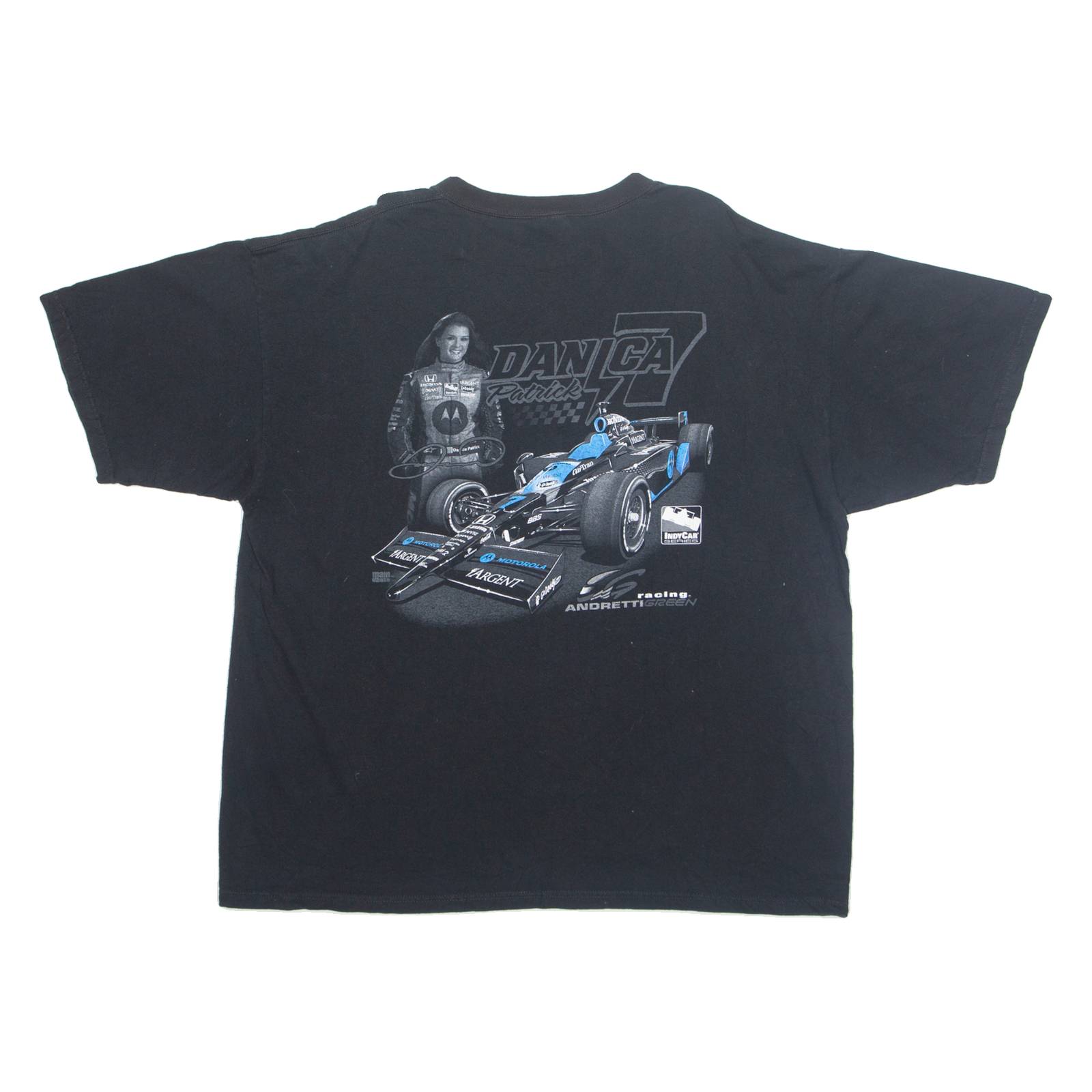 ANVIL Danica Patrick 7 Indy Car Racing Mens T-Shirt Black USA 2XL