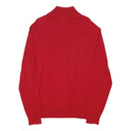 NAUTICA Mens Red Cotton Blend Pullover Plain 1/4 Zip Jumper XL Casual Fit