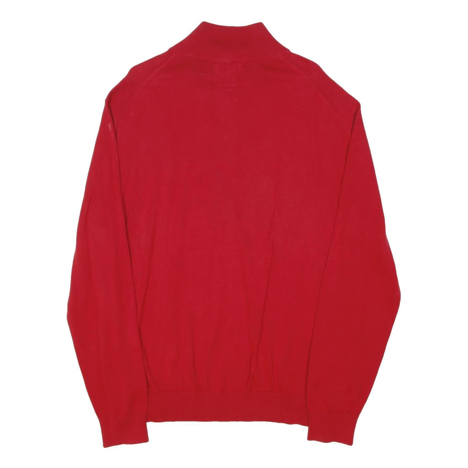 NAUTICA Mens Red Cotton Blend Pullover Plain 1/4 Zip Jumper XL Casual Fit