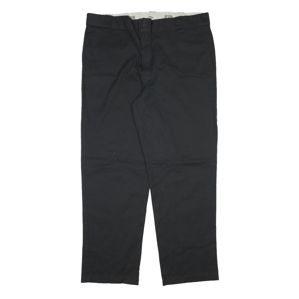 DICKIES Mens Cotton Blend Black Regular Fit Straight Leg Trousers W38 L30