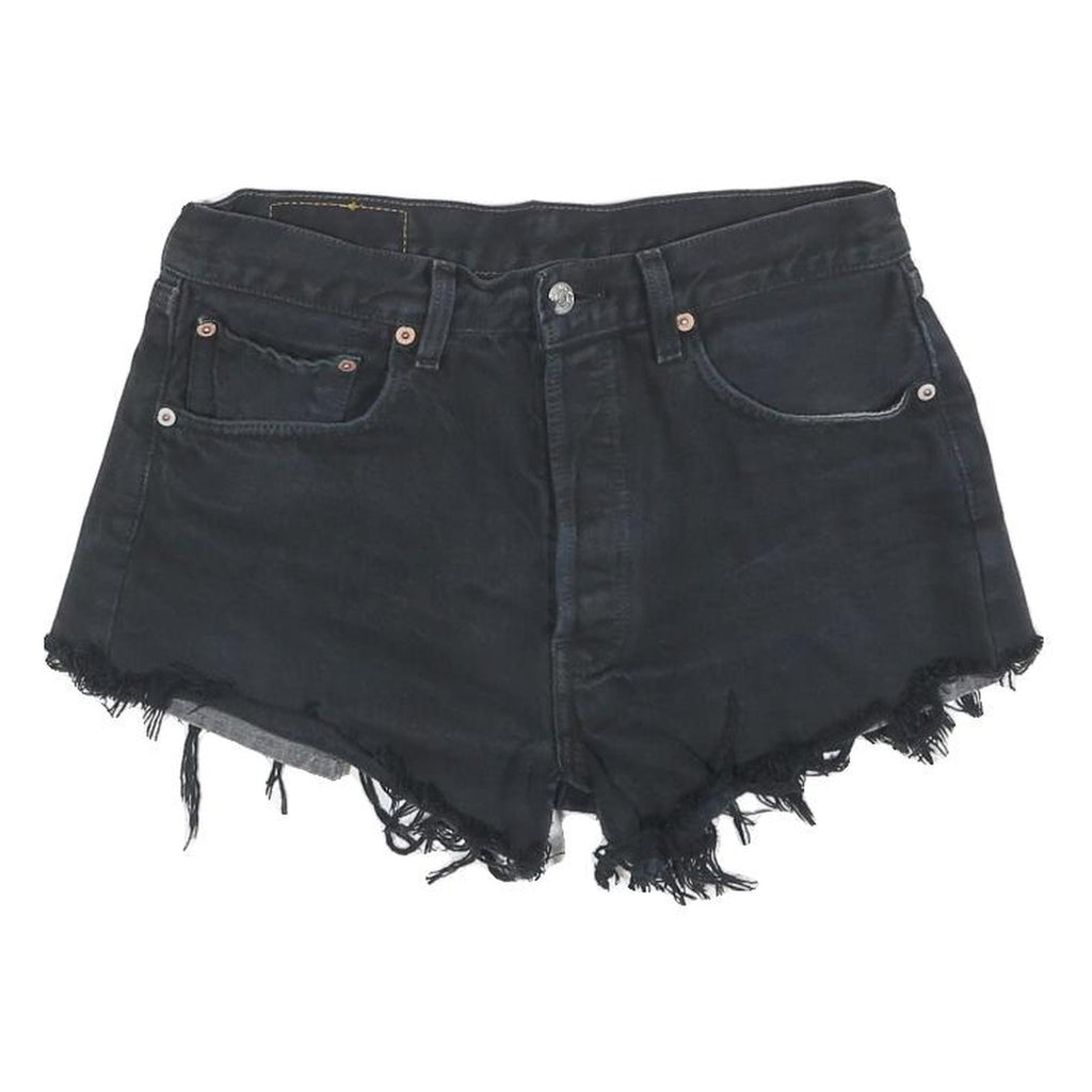 LEVI'S Womens Black Denim Cut-Off Shorts S W28 Frayed Hem Casual Summer